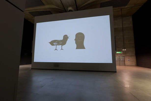 Canary Wharf Screen (installation view), courtesy of Art on the Underground, image © Benedict Johnson